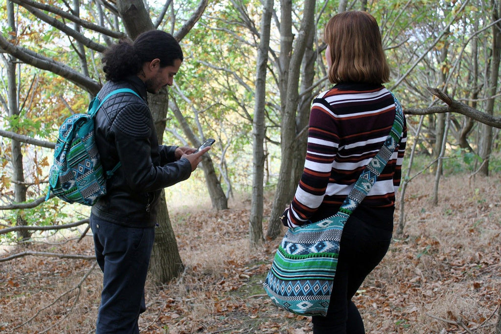 Jacquard Nepal Bag - Teal Sling & Backpack | Velora