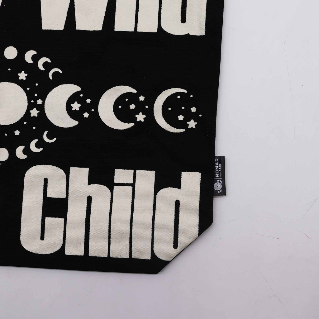 Iconic Classic Tote Bag - Stay Wild, Moon Child - Black Natural 10oz | Velora