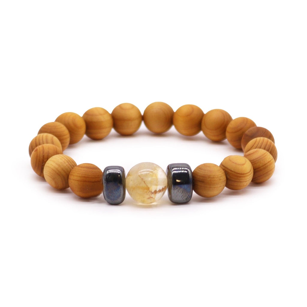 Cedarwood Solar Plexus Chakra Bangle - Citrine | Velora