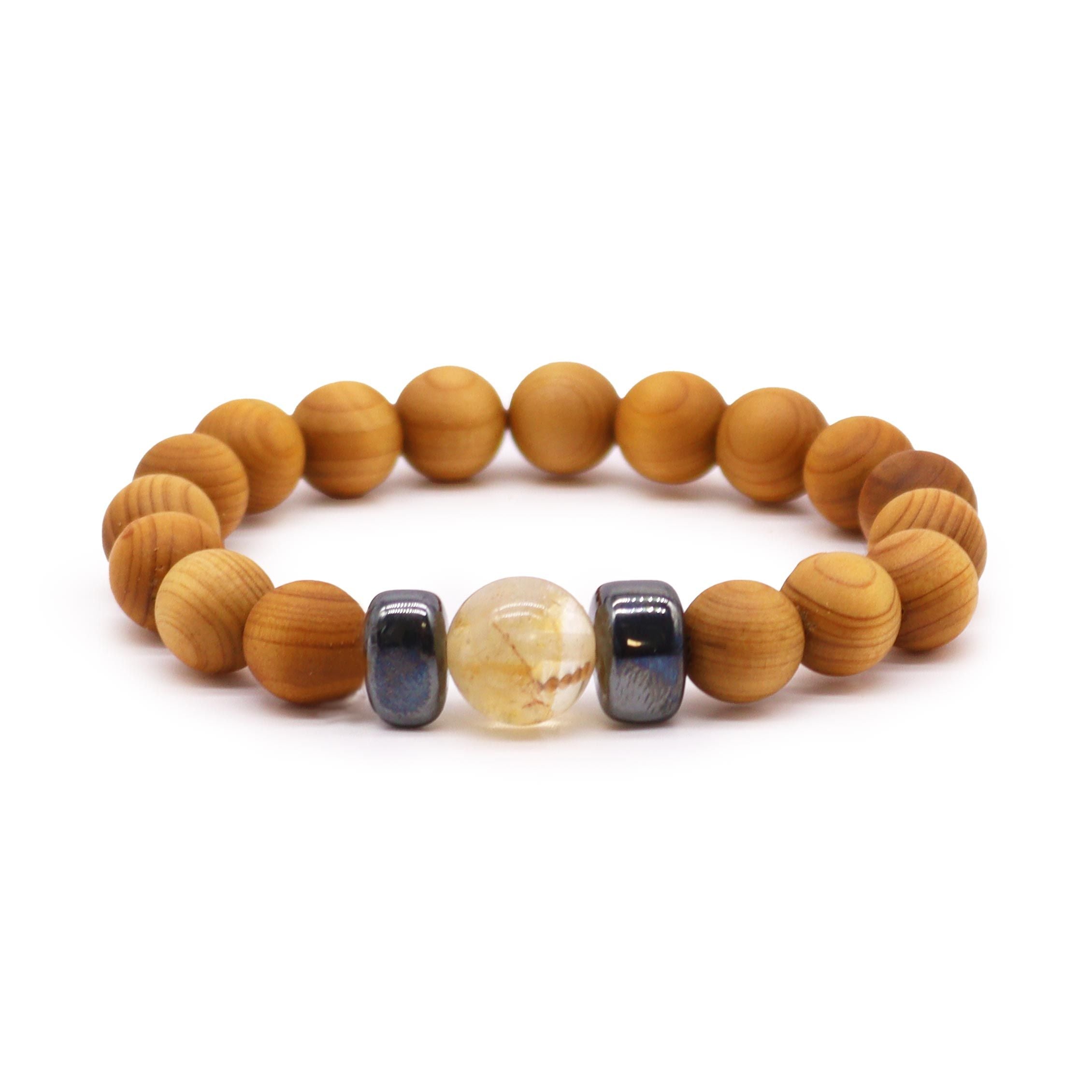 Cedarwood Solar Plexus Chakra Bangle - Citrine | Velora