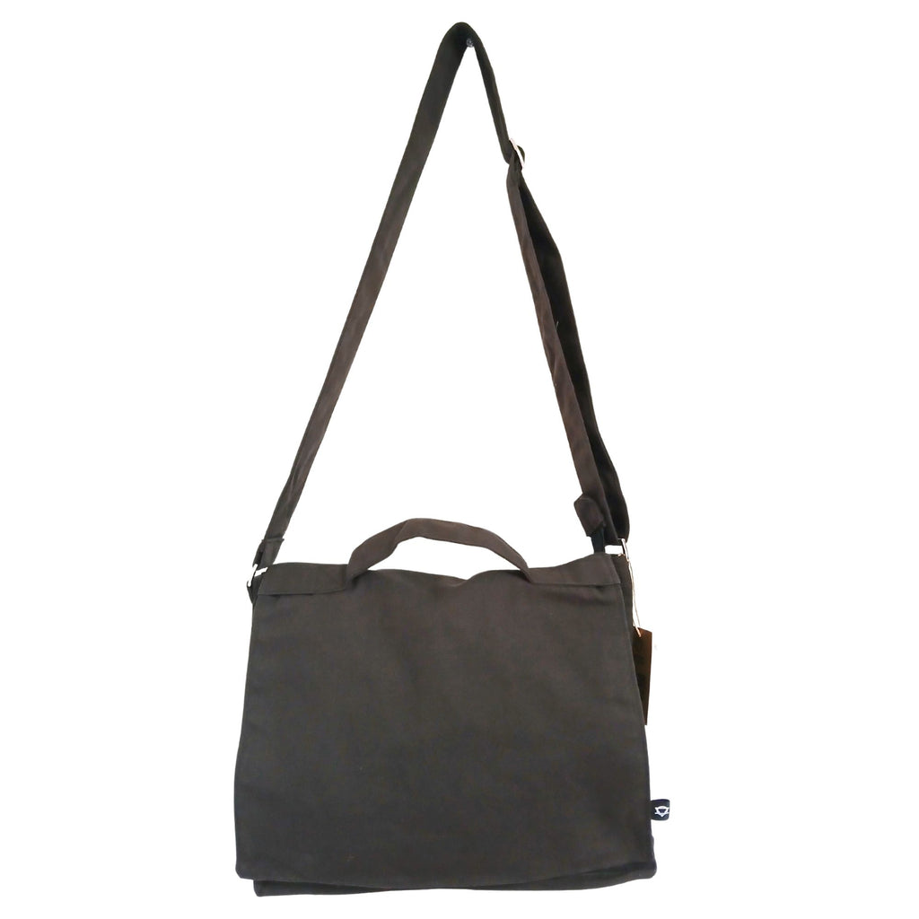 Cotton Canvas Laptop Messenger Bag - Charcoal | Velora