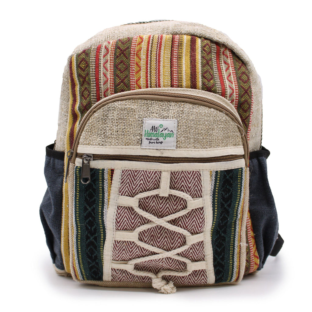 Small Hemp & Cotton Backpack – Rope & Pockets Style | Velora