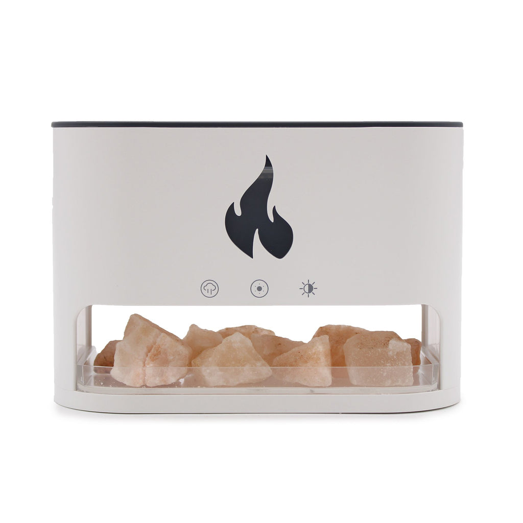 White Blaze Aroma Diffuser | Himalayan Salt Chamber | Flame Effect | Velora