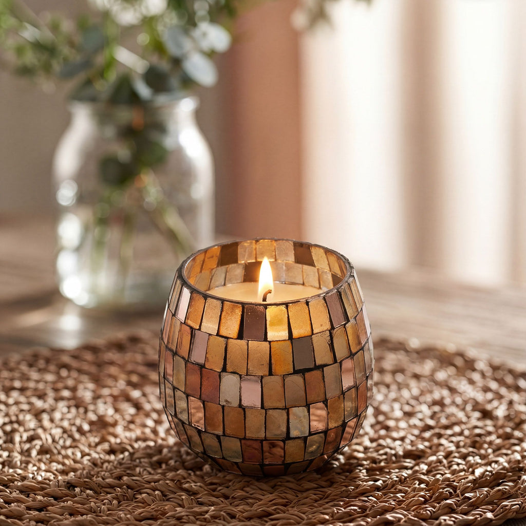 Small Glass Jar Candle - Amber Mosaic | Velora