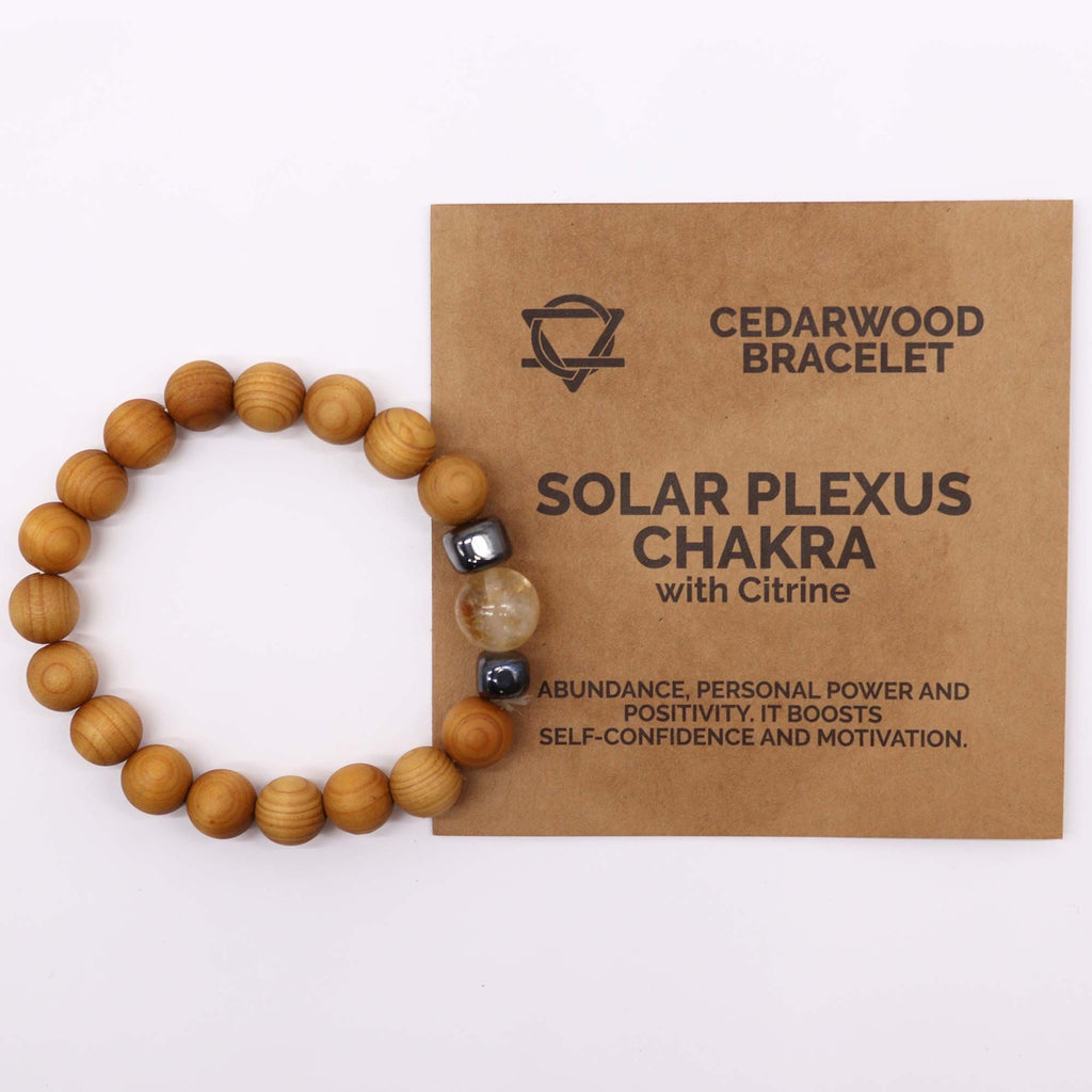 Cedarwood Solar Plexus Chakra Bangle - Citrine | Velora