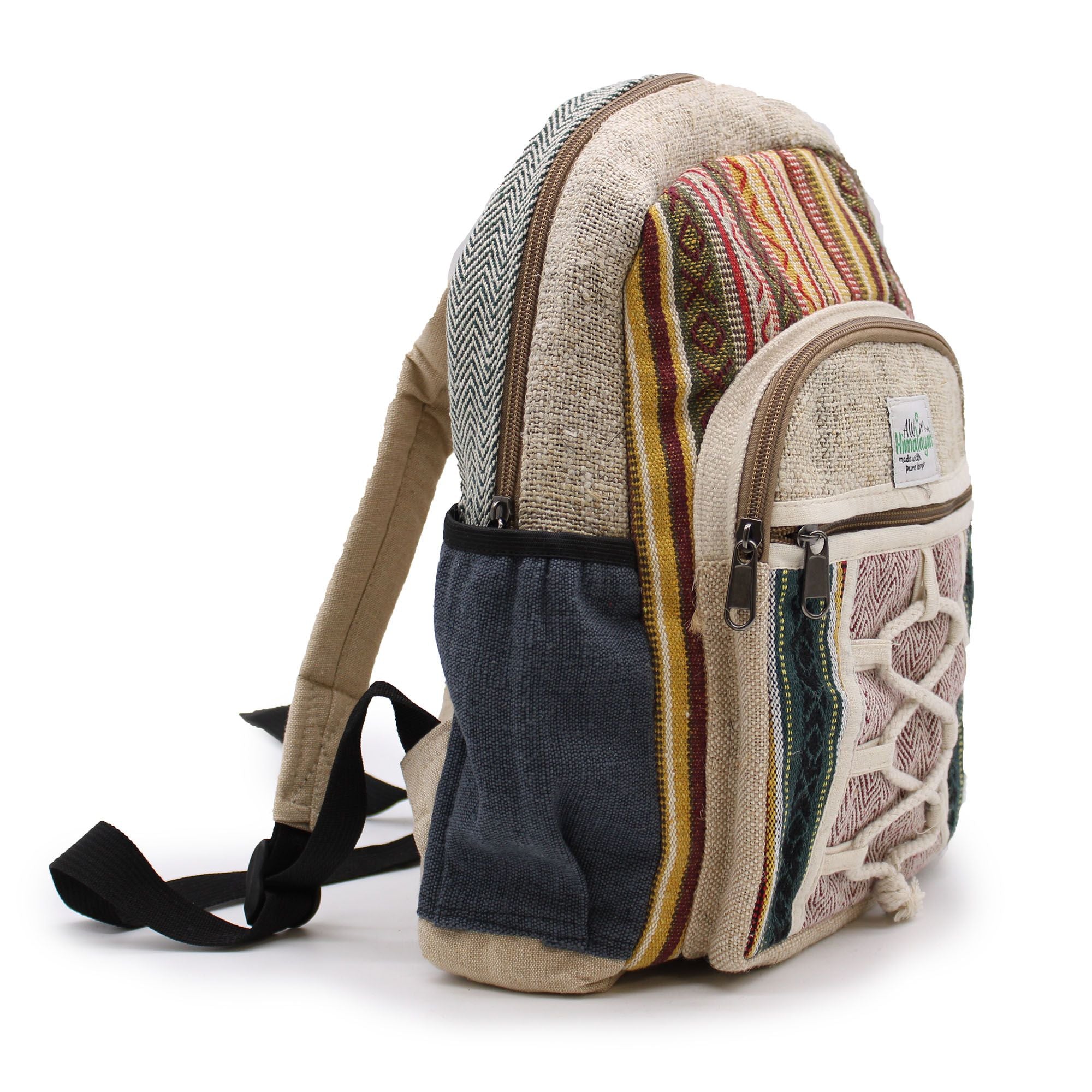 Small Hemp & Cotton Backpack – Rope & Pockets Style | Velora