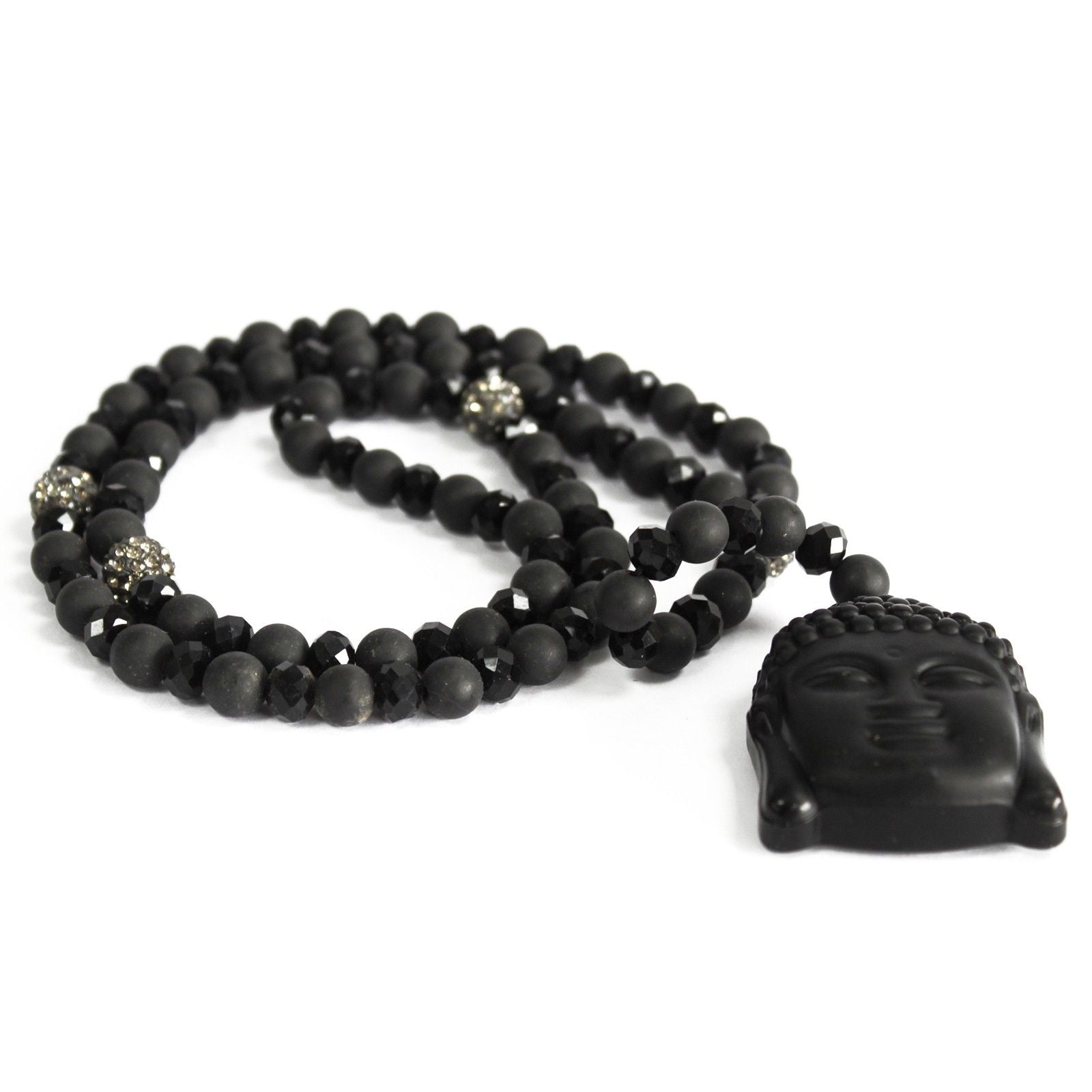 Buddha Black Agate Gemstone Necklace | Boho Bling | Velora