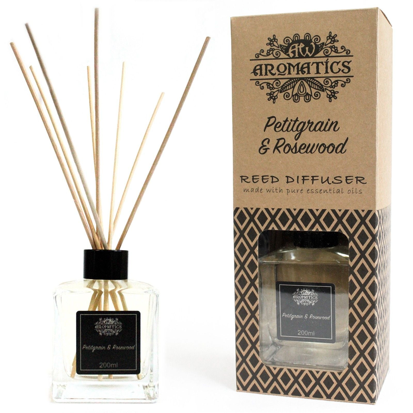 Petitgrain & Rosewood Essential Oil Reed Diffuser 200ml | Velora