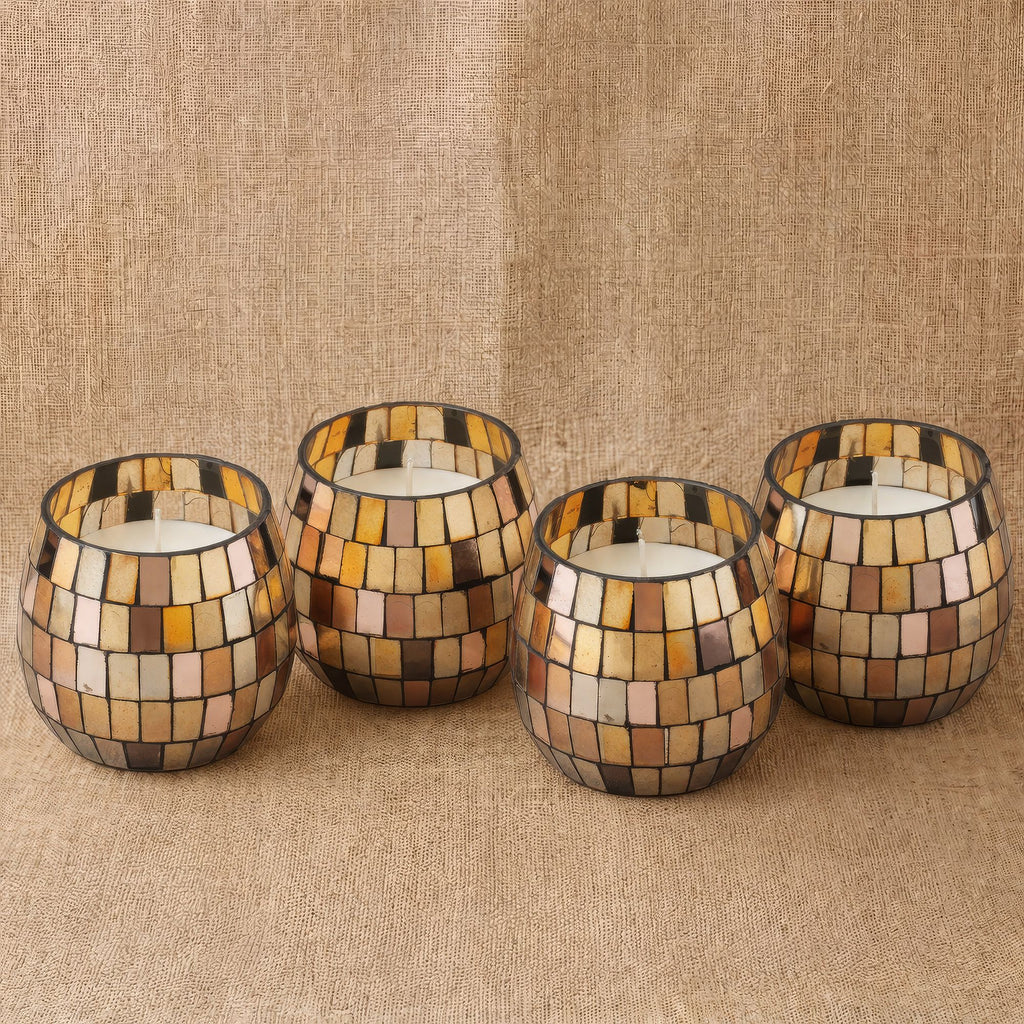 Small Glass Jar Candle - Amber Mosaic | Velora