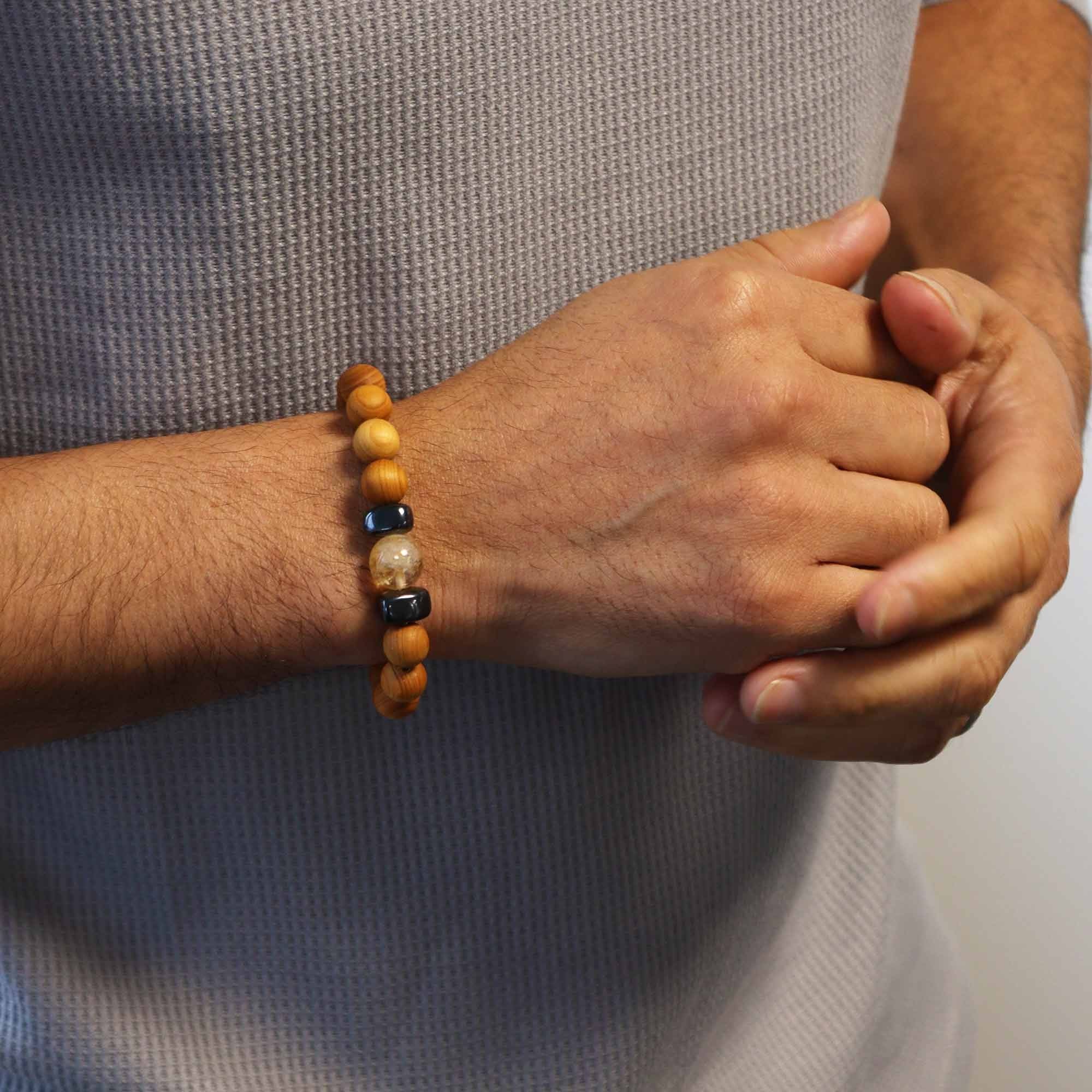 Cedarwood Solar Plexus Chakra Bangle - Citrine | Velora