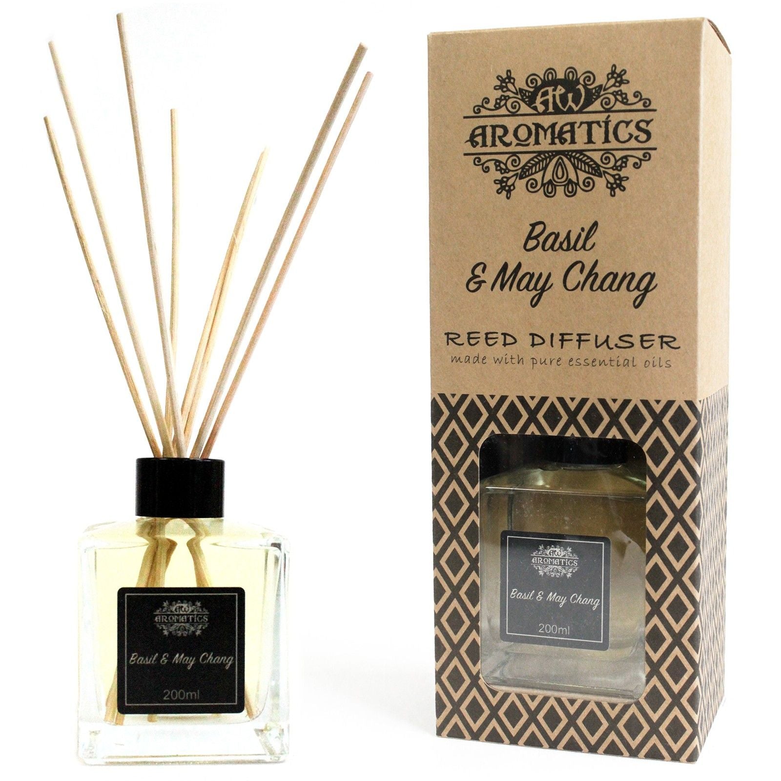 Basil & May Chang Essential Oil Reed Diffuser 200ml | Velora