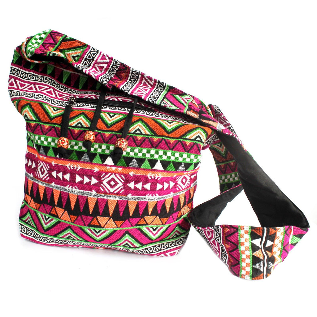 Jacquard Nepal Bag - Pink Sling & Backpack | Velora