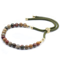 Picasso Jasper Gemstone Bracelet | 18K Gold Plated | Moss String | Velora