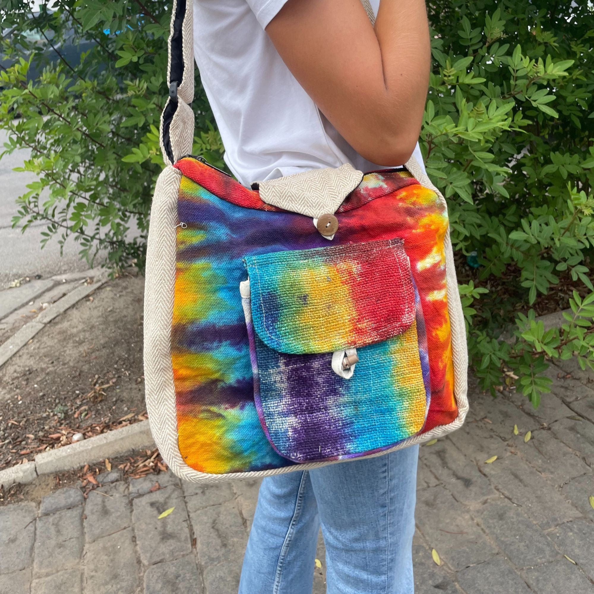 Tie-Dye Hemp Study Bag – With Front Pocket | Velora