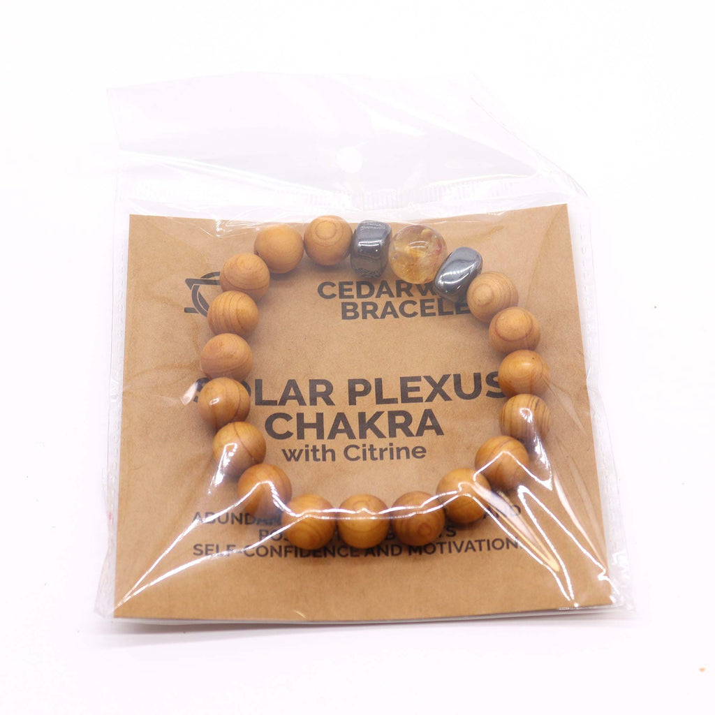 Cedarwood Solar Plexus Chakra Bangle - Citrine | Velora