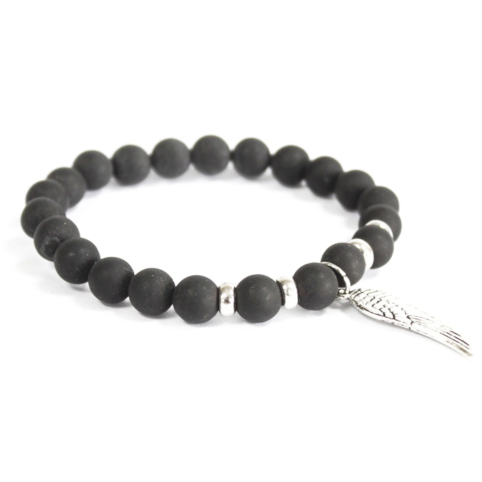 Angel Wing Gemstone Bracelet - Black Agate | Velora