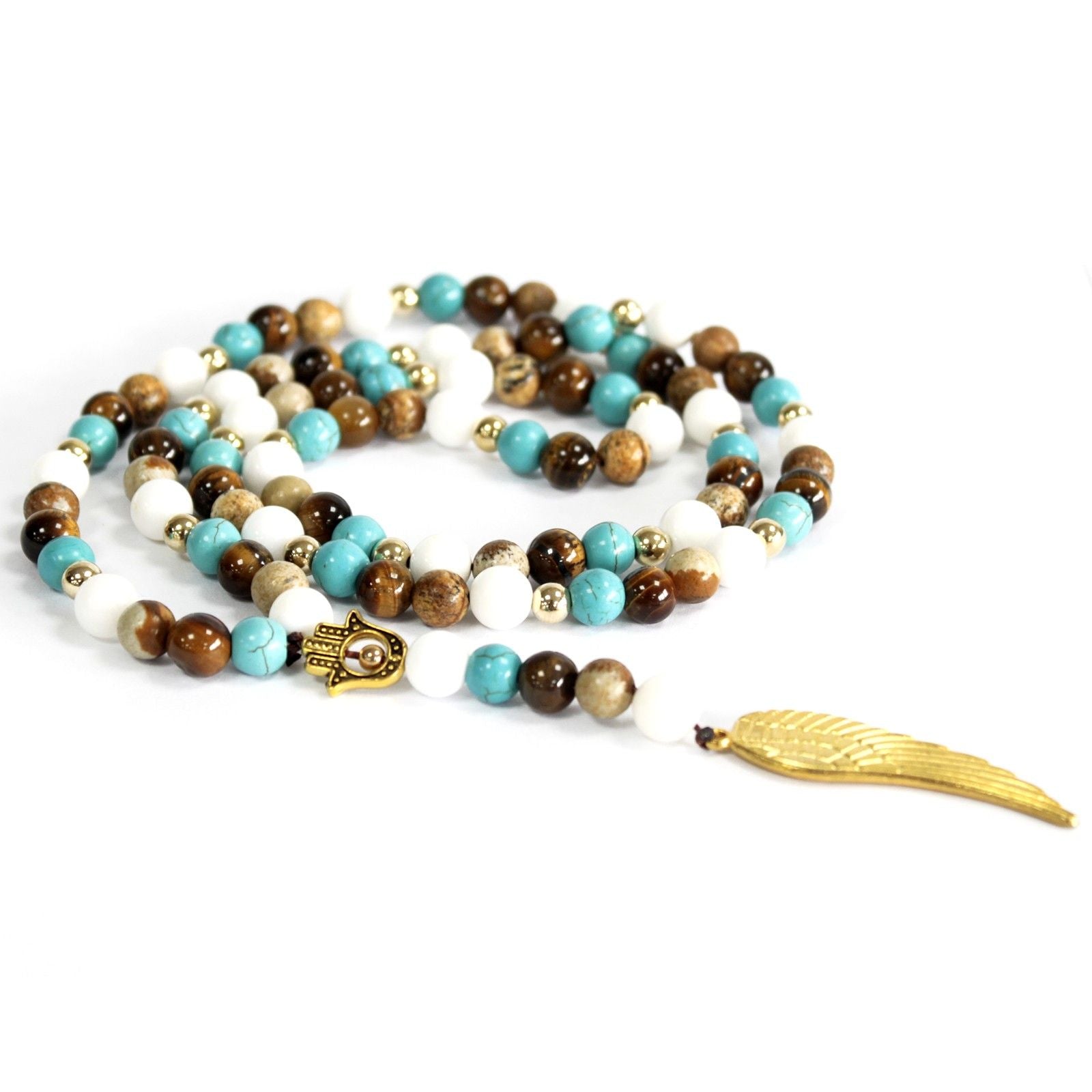 Angel Wing Gemstone Necklace - Multi Bead | Velora