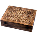 Mango Wood Aromatherapy Box - Floral Carved, Holds 80 | Velora