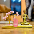 Gemstone Yoga Garden - Rose Quartz Tilted Tree | Namaste Pose | 100 Stones | Velora