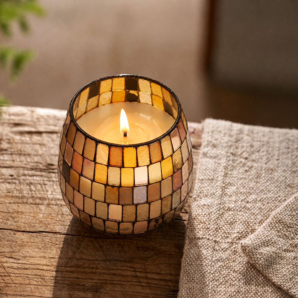 Small Glass Jar Candle - Amber Mosaic | Velora