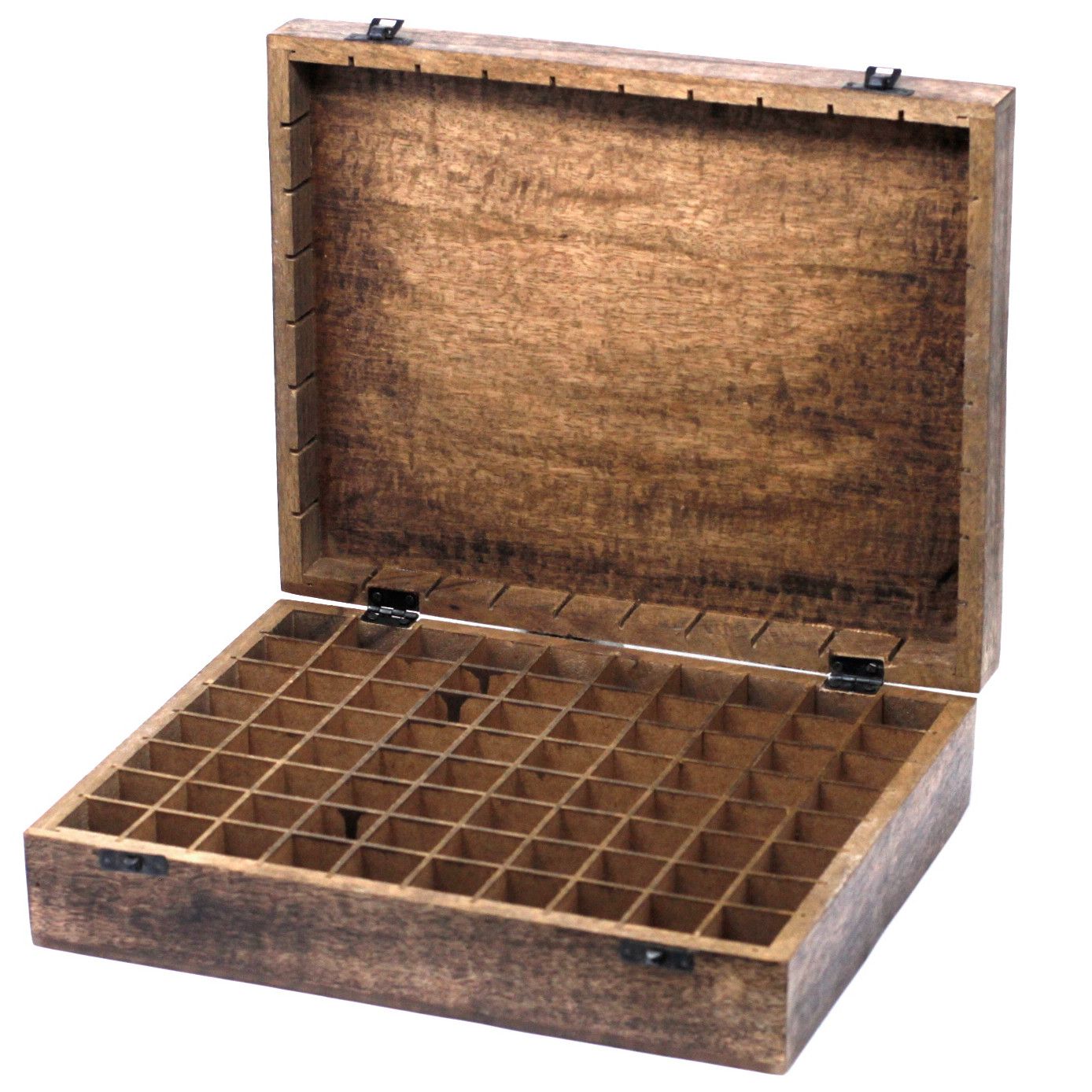 Mango Wood Aromatherapy Box - Floral Carved, Holds 80 | Velora