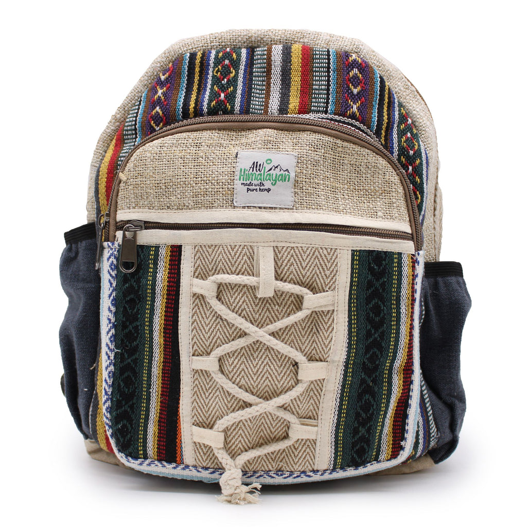 Small Hemp & Cotton Backpack – Rope & Pockets Style | Velora