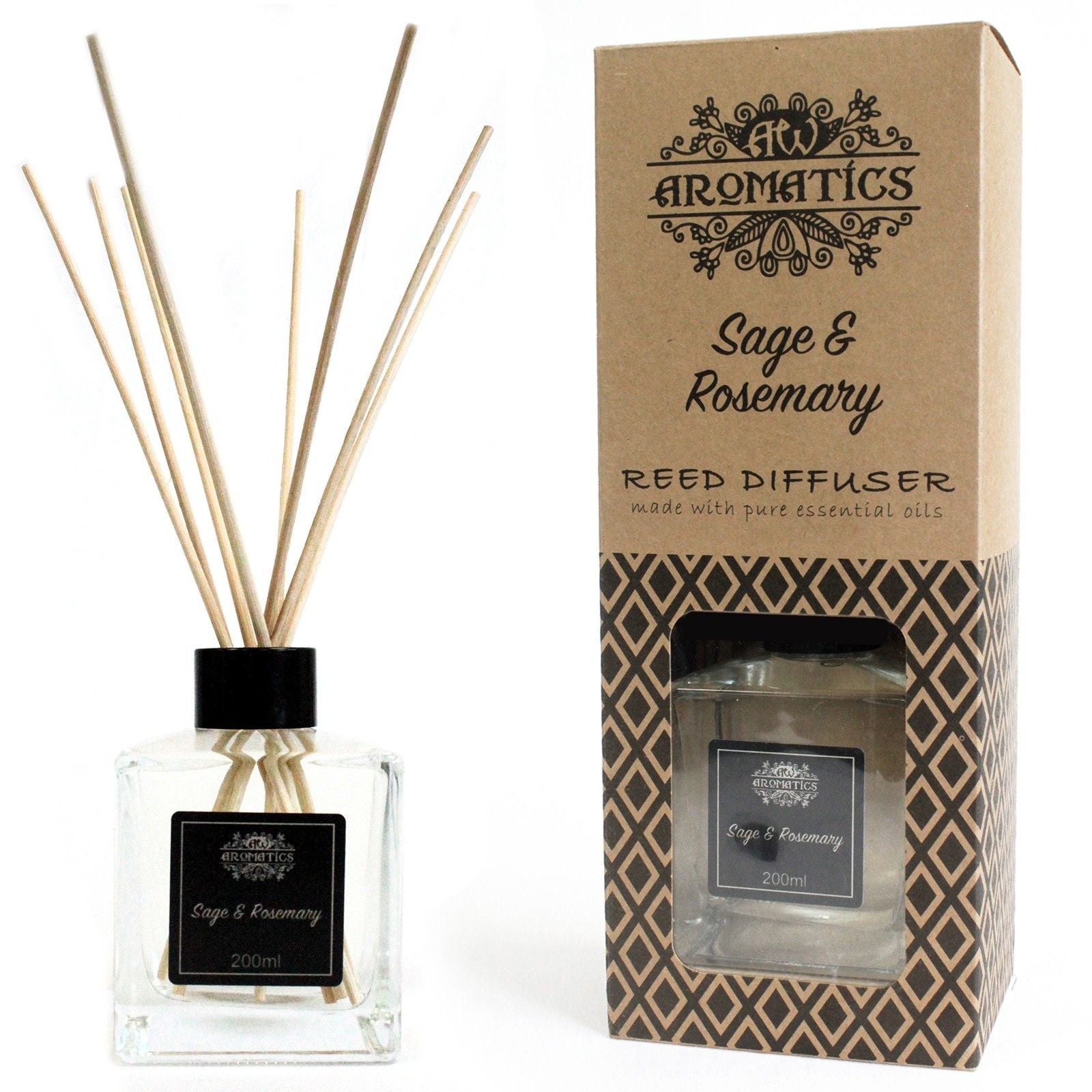 Sage & Rosemary Essential Oil Reed Diffuser 200ml | Velora