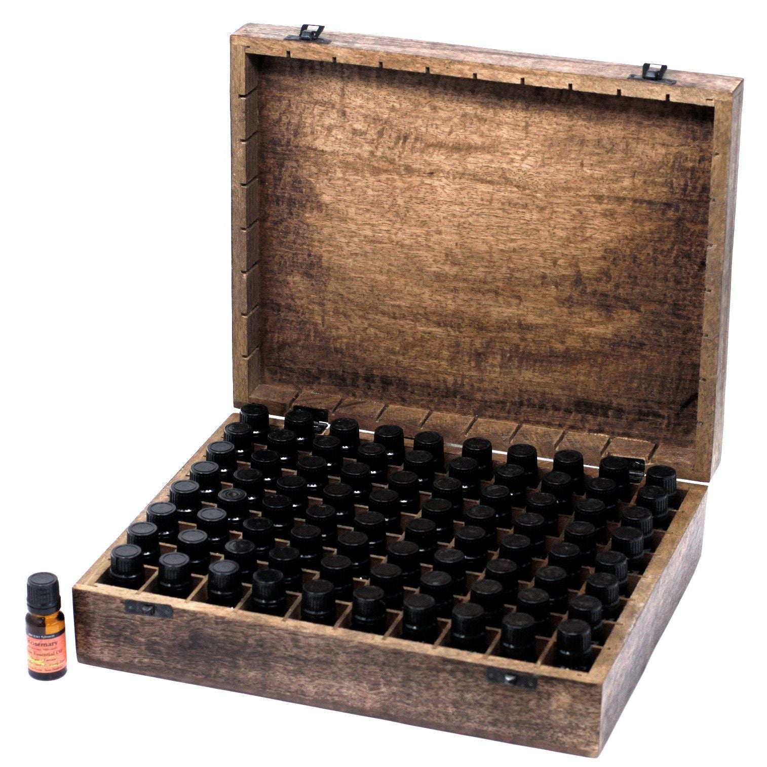 Mango Wood Aromatherapy Box - Floral Carved, Holds 80 | Velora