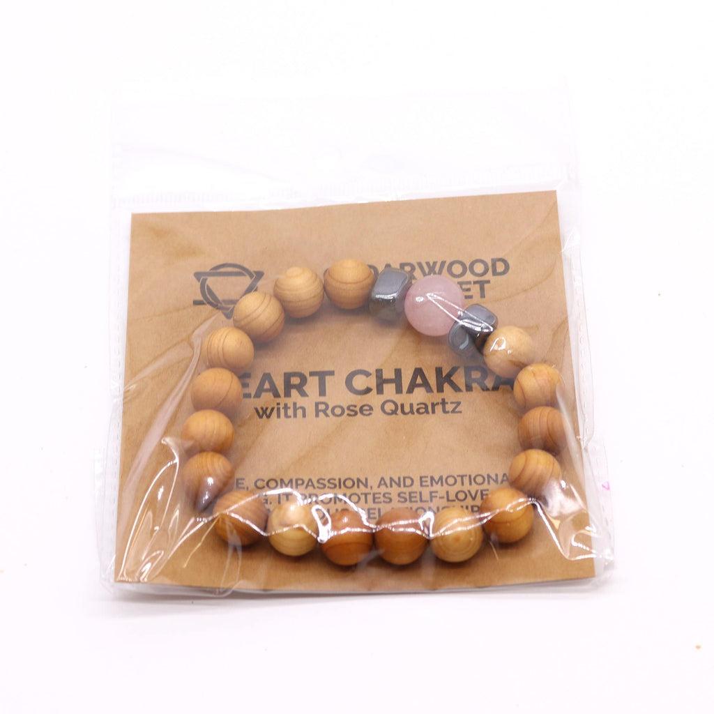Cedarwood Heart Chakra Bangle - Rose Quartz | Velora