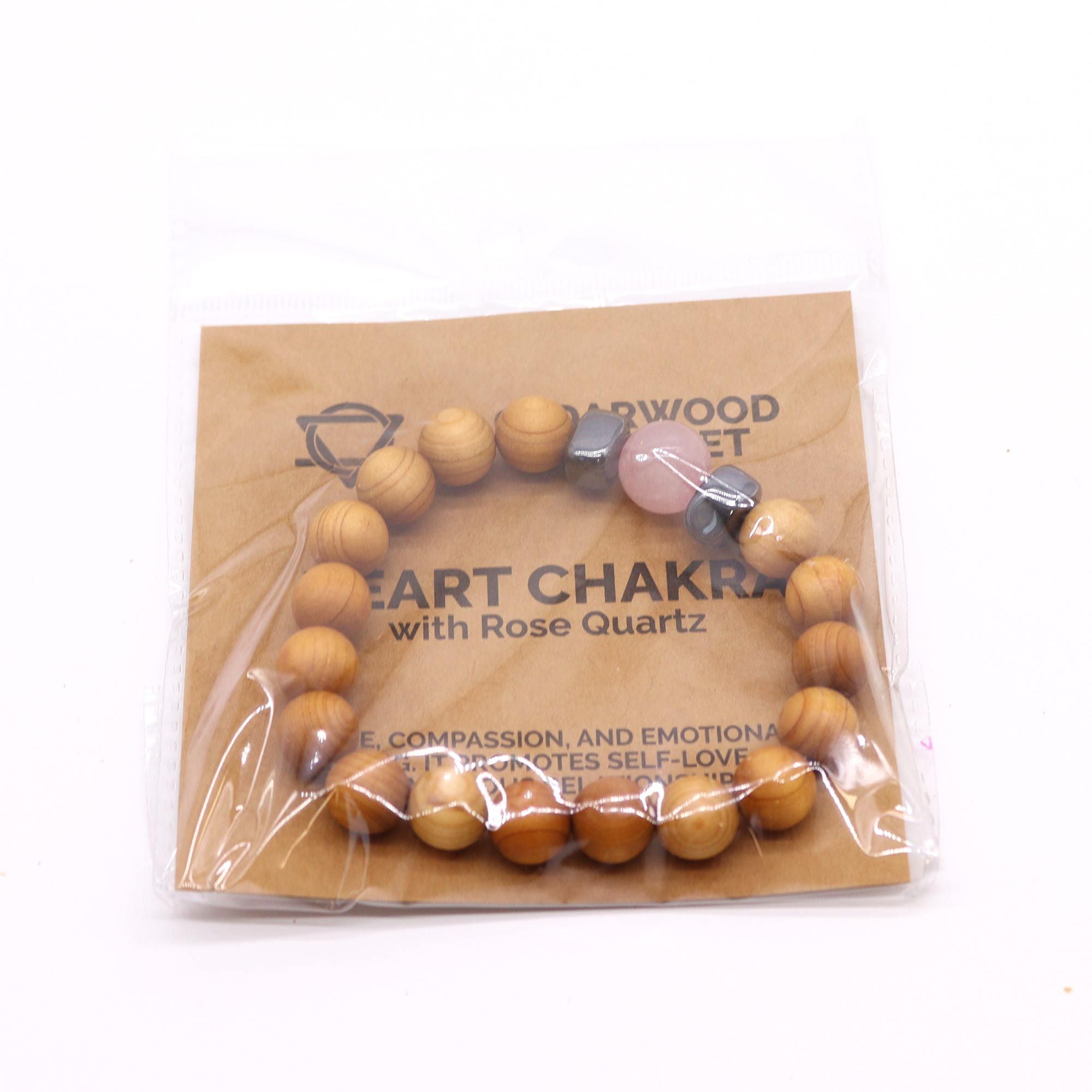 Cedarwood Heart Chakra Bangle - Rose Quartz | Velora