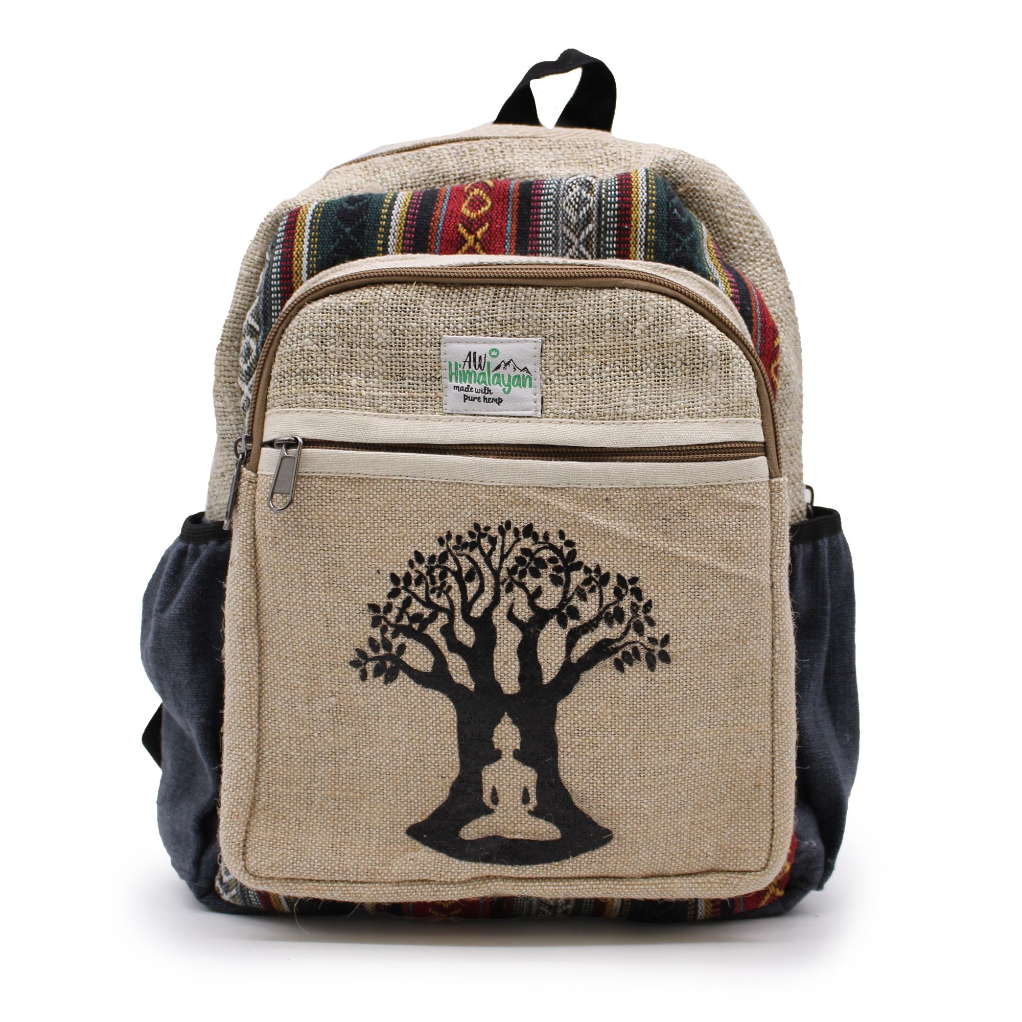Small Hemp & Cotton Backpack – Bodhi Tree Design | Velora