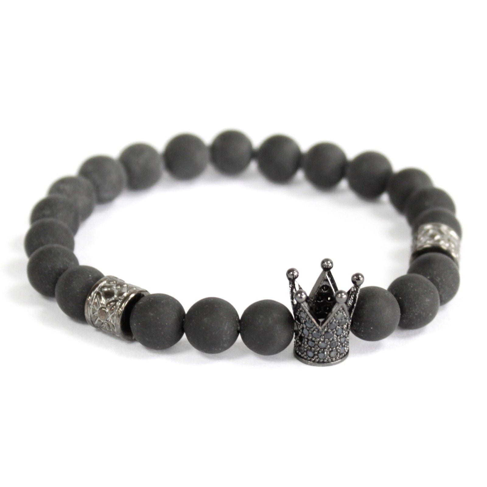 Crystal Crown Gemstone Bracelet - Black Agate | Velora