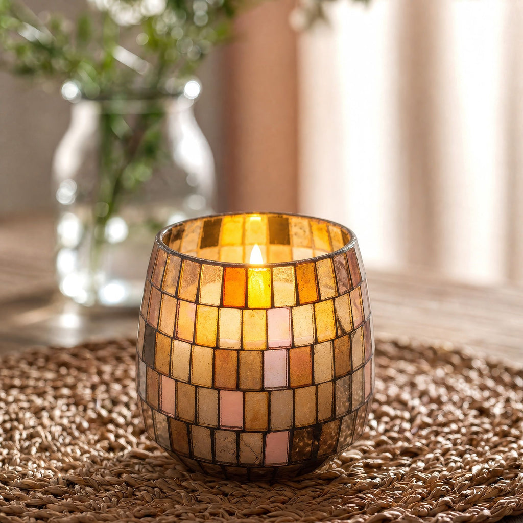 Medium Glass Jar Candle - Amber Mosaic | Velora