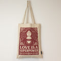 Nomad Sari Tote Bag - Love is a Super Power | Natural Canvas | Velora