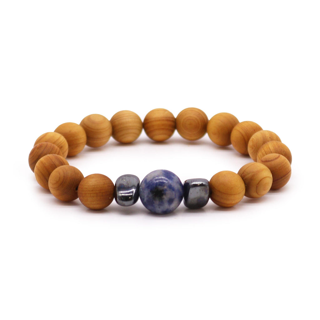 Cedarwood Throat Chakra Bangle - Sodalite | Velora