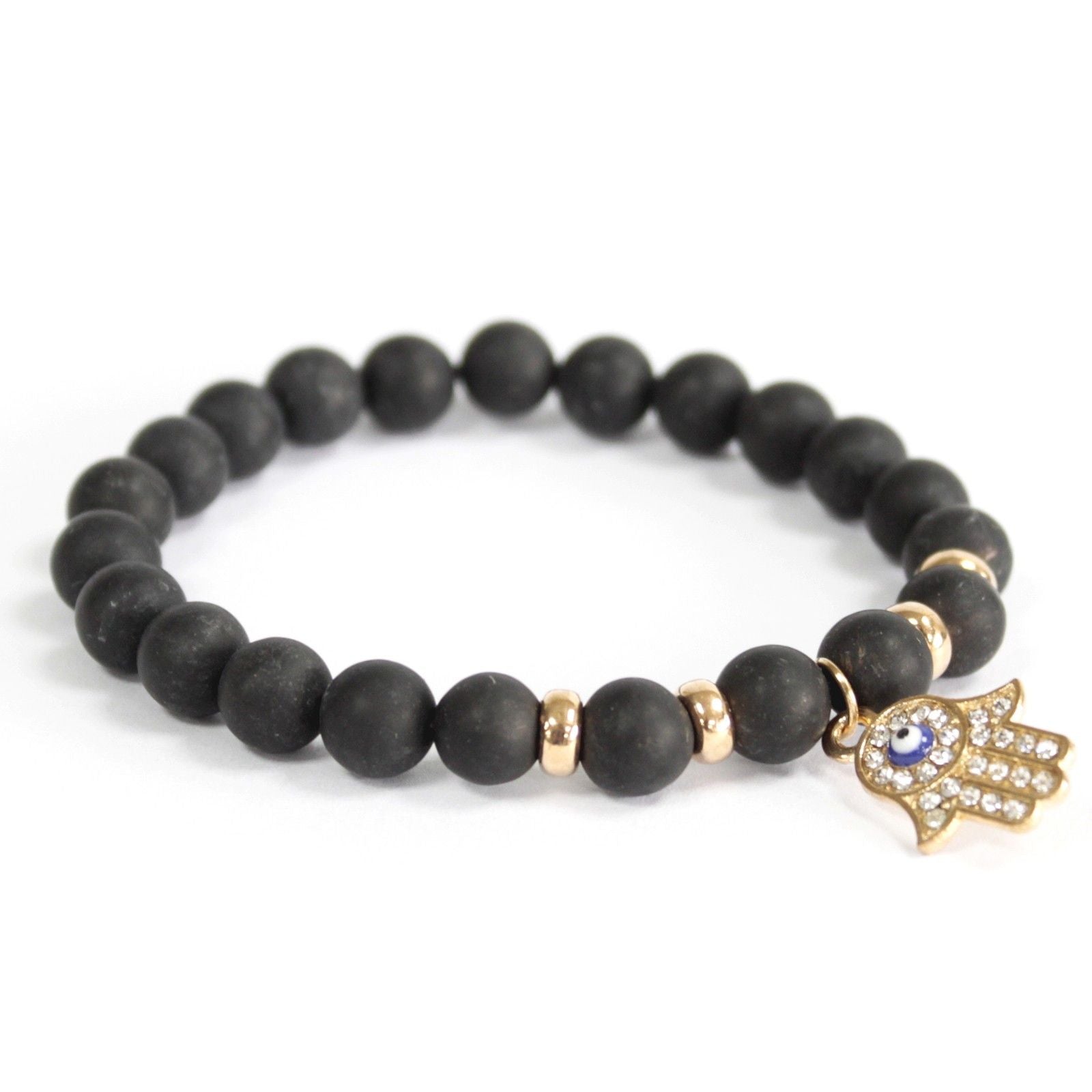 Hamsa Gemstone Bracelet - Black Agate | Velora