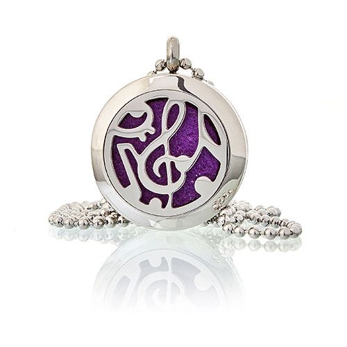 Aromatherapy Diffuser Necklace - Music Notes 25mm | Velora
