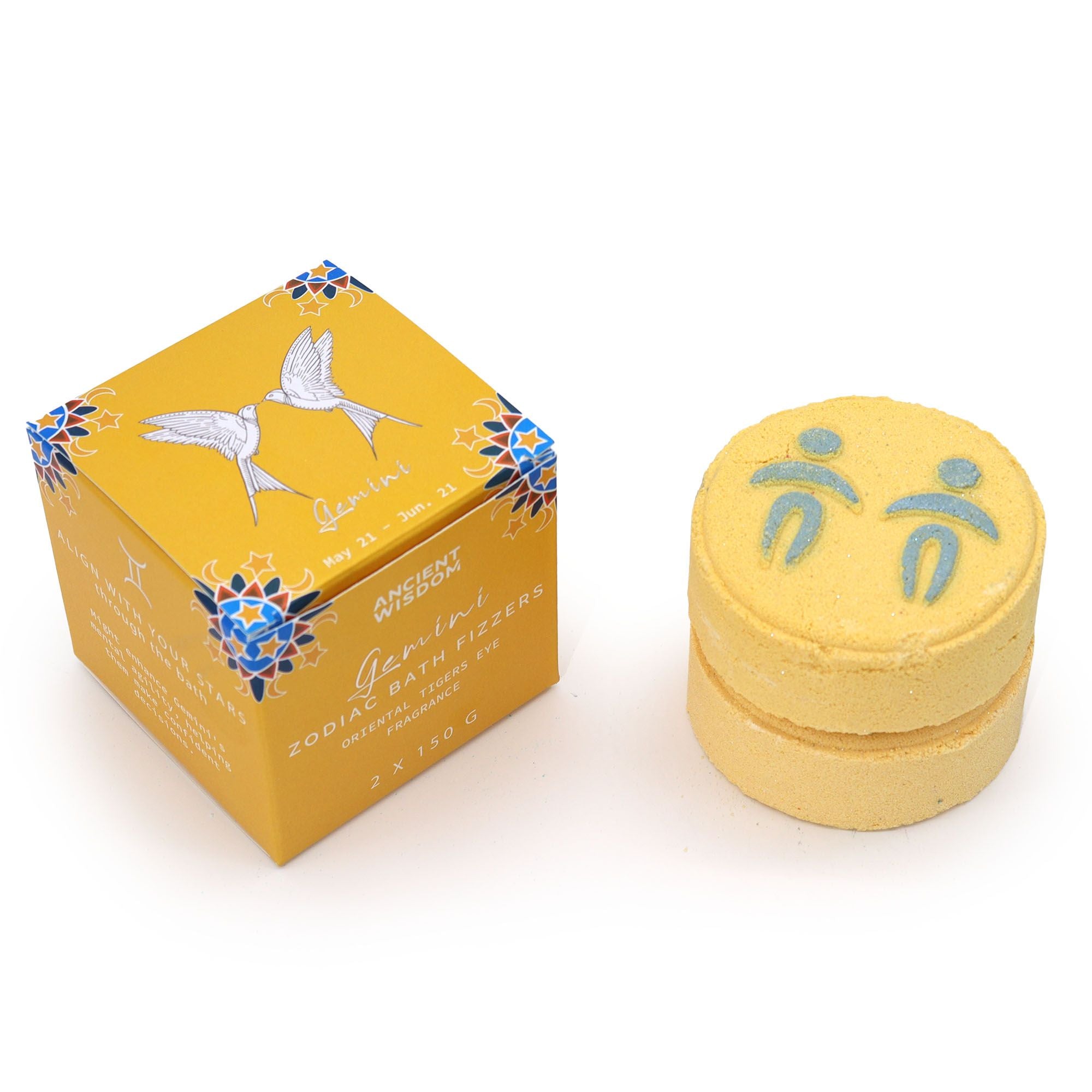 Gemini Zodiac Bath Fizzers with Horoscope | Set of 2 | Velora