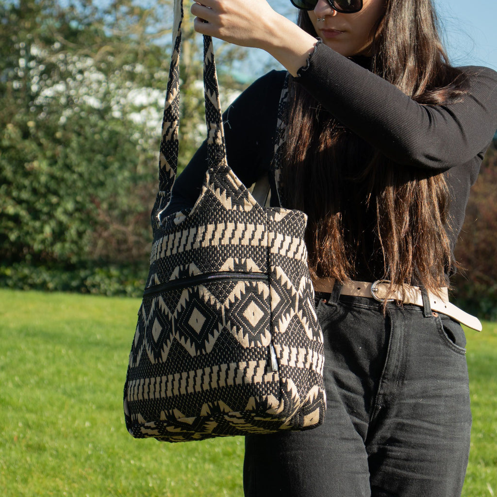 Desert Loom Wander Muse Sari Jacquard Tote Bag | Nomad Collection | Velora