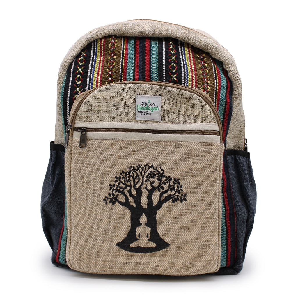 Large Hemp & Cotton Backpack – Bodhi Tree Design | Velora