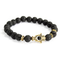 Gold Hamsa Gemstone Bracelet - Lava Stone | Velora