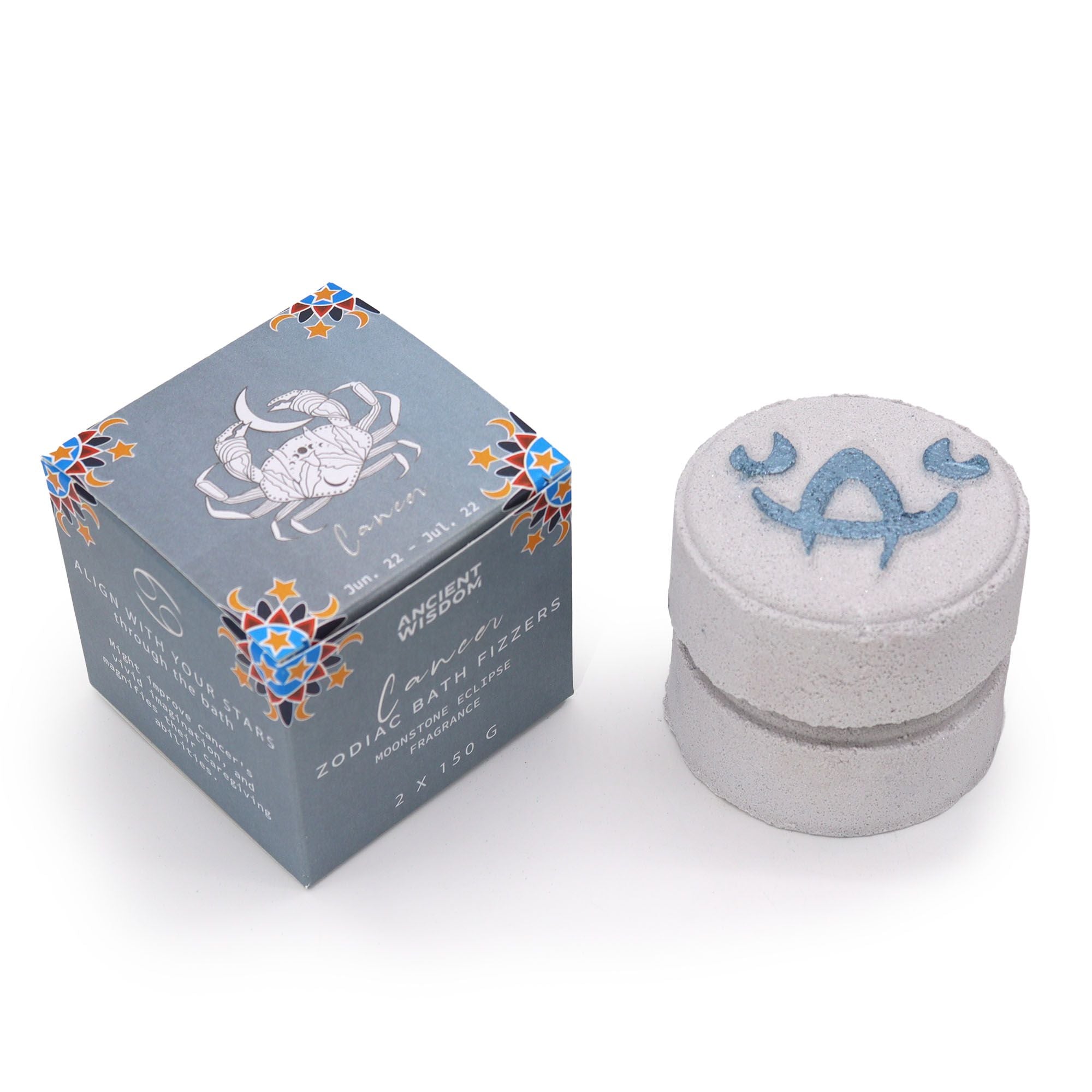 Cancer Zodiac Bath Fizzers with Horoscope | Set of 2 | Velora