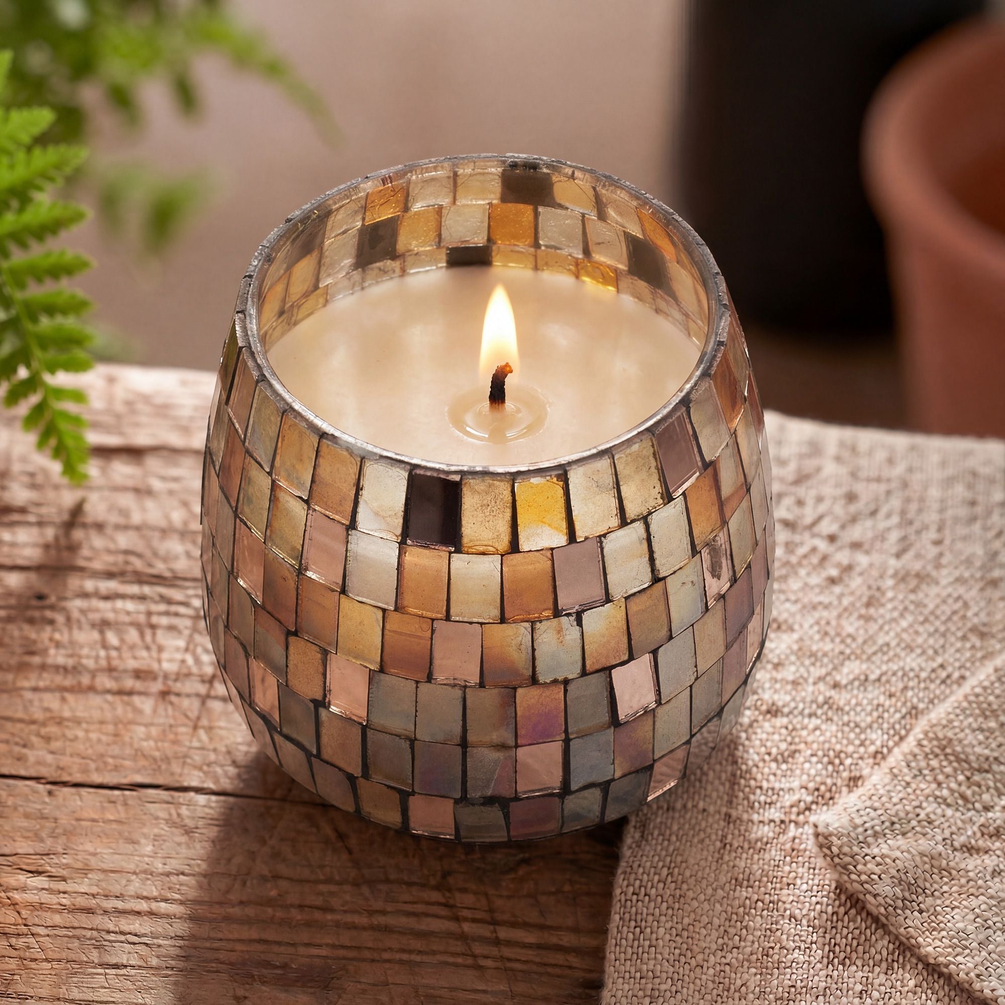 Medium Glass Jar Candle - Amber Mosaic | Velora