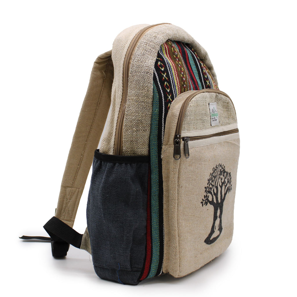 Large Hemp & Cotton Backpack – Bodhi Tree Design | Velora