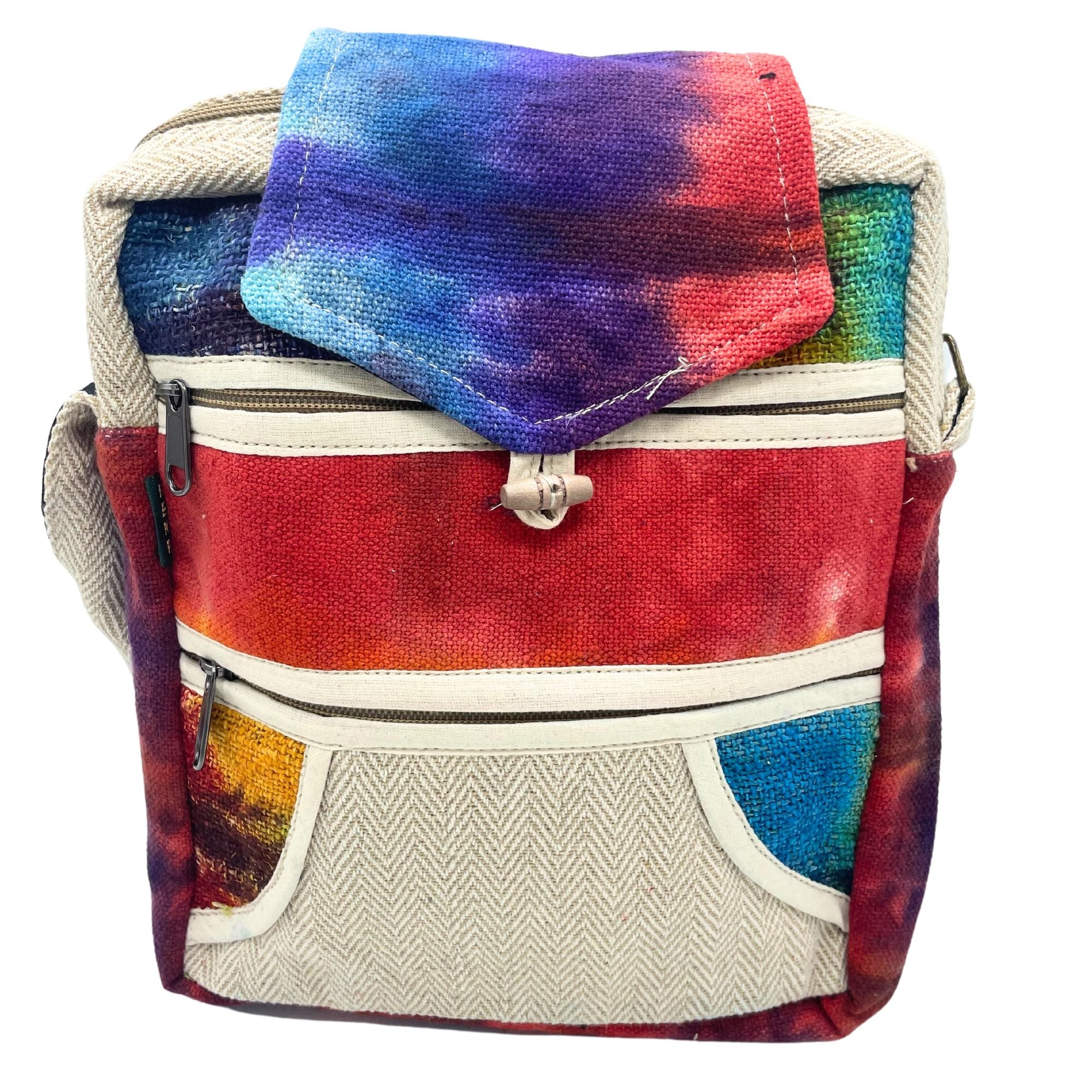 Tie-Dye Hemp Messenger Bag – Double Zip & Flap | Velora