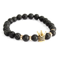 Gold Crown Gemstone Bracelet - Lava Stone | Velora