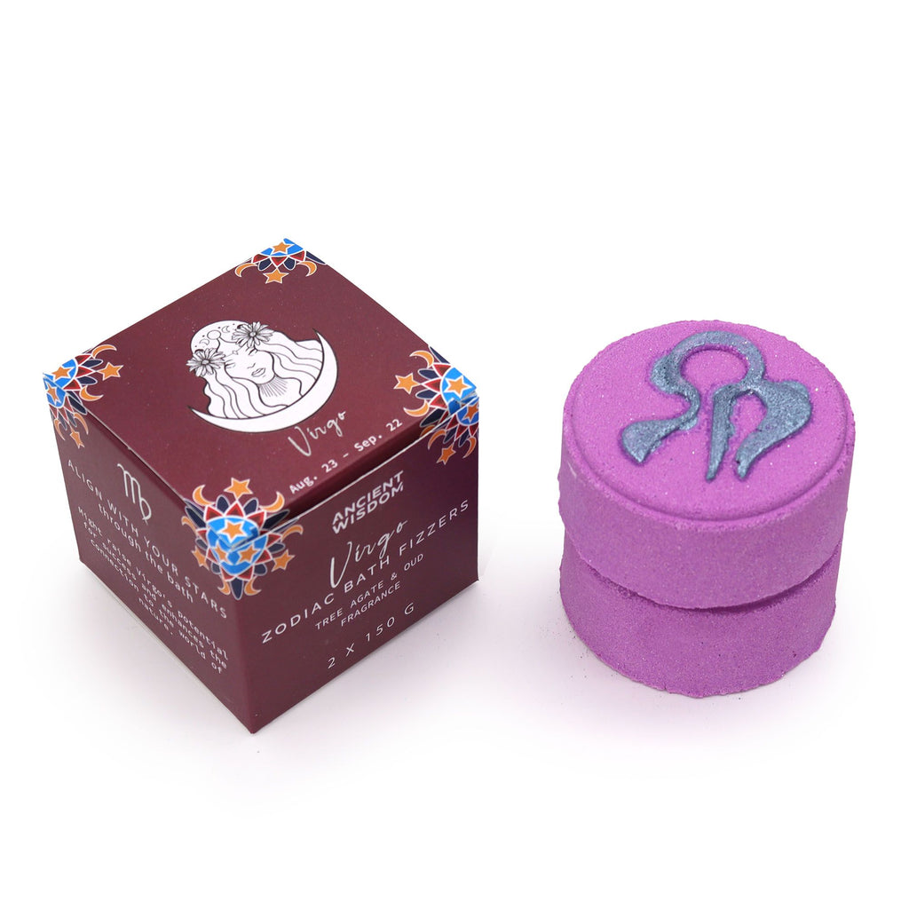 Virgo Zodiac Bath Fizzers with Horoscope | Set of 2 | Velora