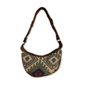 Jacquard Hobo Bag - Geo Green | Brown Strap | Velora