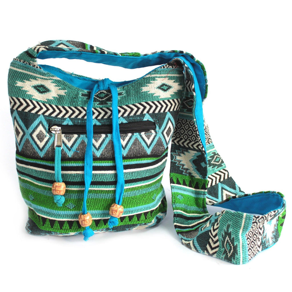 Jacquard Nepal Sling Bag - Teal | Velora