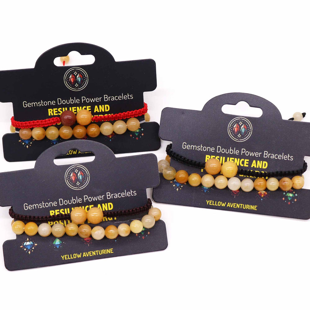 Gemstone Double Power Bracelet - Yellow Aventurine | Velora